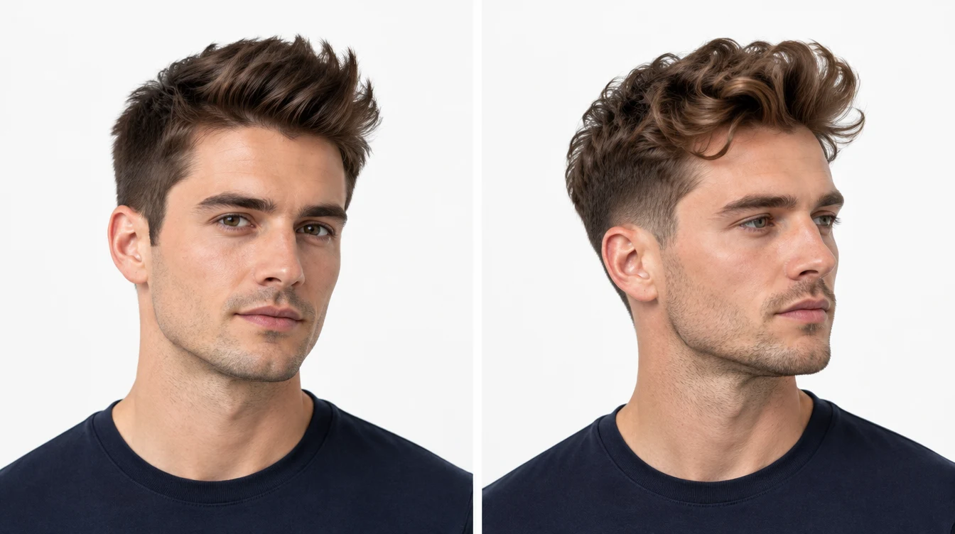 Quiff: dwa warianty męskiej fryzury na różnych modelach